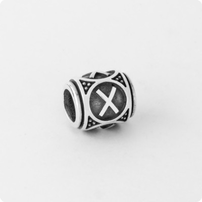 Шарм-бусина с руной Гебо из серебра