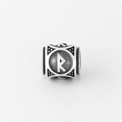 Шарм-бусина с руной Райдо (Рейд) из серебра
