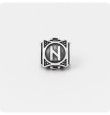 Шарм-бусина с руной Хагалаз (Хагал) из серебра