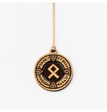 Руна Одал (Отала) в руническом круге из дерева