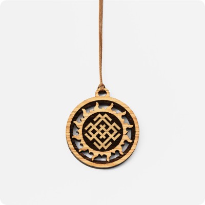 Оберег Символ Белобога в Солнечном круге из Дуба