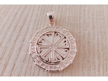 Двухсторонний оберег Алатырь-Коловрат с Солнцем из золота