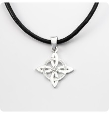 Четырехлистник (кельтский) из серебра с камнем