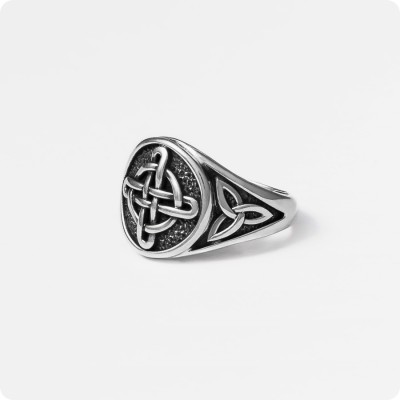 Женское кольцо с Кельтским Четверным узлом из серебра