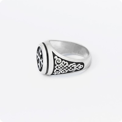 Защитное кольцо - перстень с четырьмя рунами Альгиз