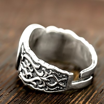 Кольцо Оберег Звезда Руси (Квадрат Сварога) из серебра