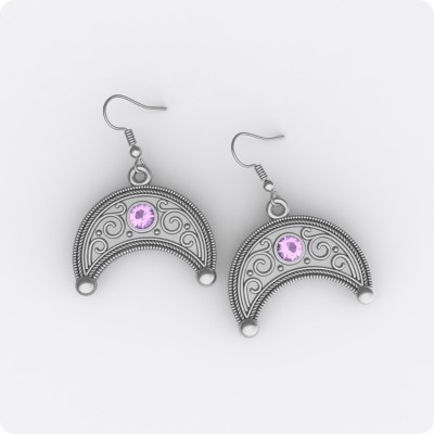 Серьги Лунница из серебра с камнем