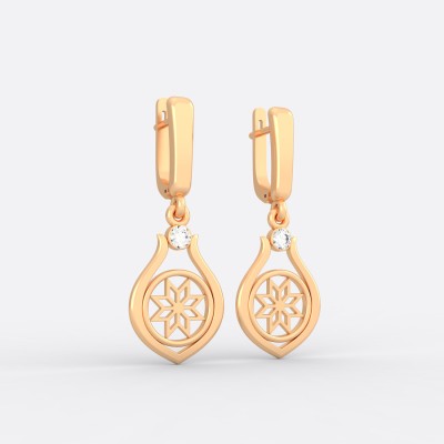 Серьги со славянским оберегом Алатырь из золота на английском замке