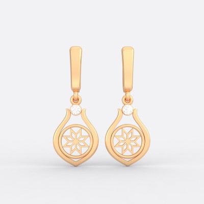 Серьги со славянским оберегом Алатырь из золота на английском замке