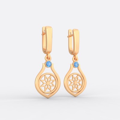 Серьги со славянским оберегом Алатырь из золота на английском замке