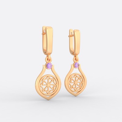 Серьги со славянским оберегом Молвинец из золота на английском замке