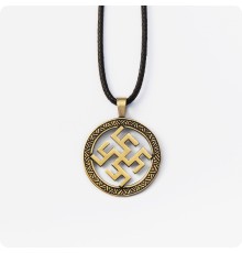 Оберег Цветок Папоротника из латуни в круге