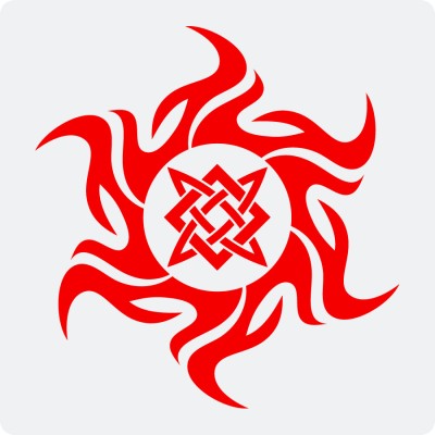 Наклейка с Оберегом Звезда Руси (Квадрат Сварога) в солнце