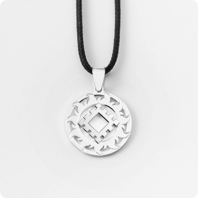 Оберег Репейник Счастья из серебра в Солнечном Круге