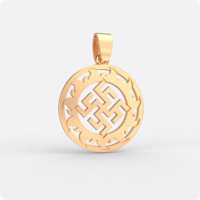 Оберег Цветок Папоротника из золота в Солнечном Круге