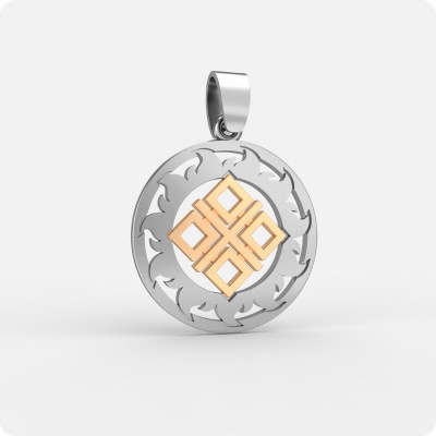 Оберег Макошь (Мокошь) из серебра с золотом в Солнечном Круге