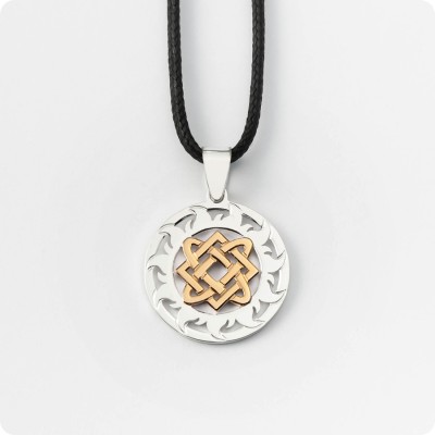 Оберег звезда Лады-богородицы из серебра с золотом в Солнечном Круге