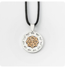 Оберег Валькирия из серебра с золотом в Солнечном Круге