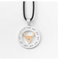 Оберег Символ Велеса (Волоса) из серебра с золотом в Солнечном Круге