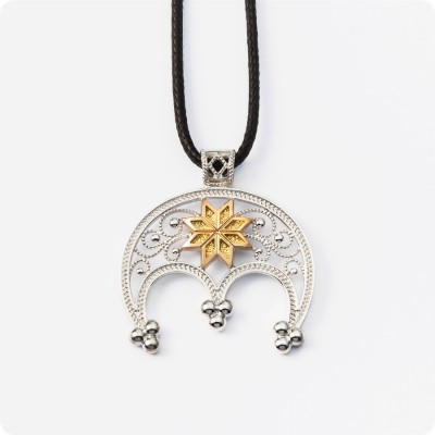 Лунница с Алатырем (серебро с золотом)