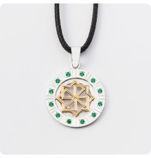 Оберег Молвинец с камнями (серебро с золотом)