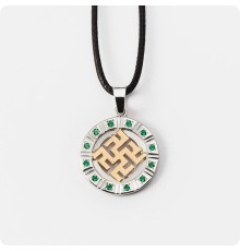 Оберег Одолень трава с камнями (серебро с золотом)