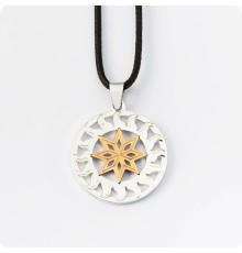 Оберег Алатырь из серебра с золотом (Солнце Славян)