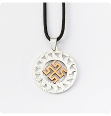 Оберег Боговник из серебра с золотом (Солнце Славян)