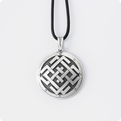 Оберег Символ Белобога из серебра в Два уровня