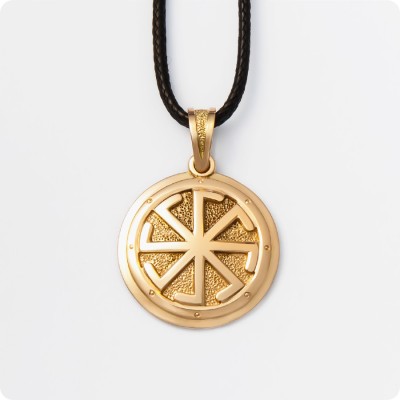 Оберег Ладинец из золота в Два уровня