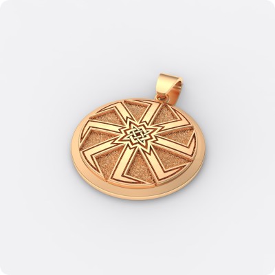Оберег Коловрат со Звездой Руси (Квадрат Сварога) в два уровня из золота