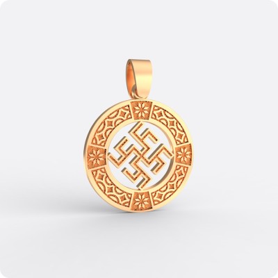 Оберег Цветок Папоротника из золота с узором