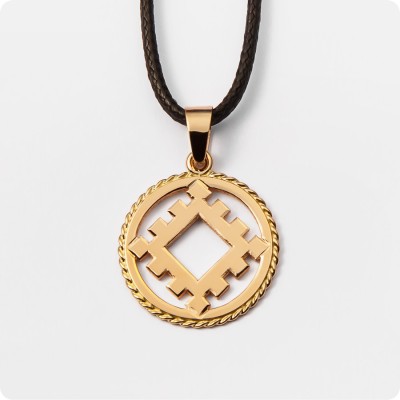 Оберег Репейник Счастья из золота в круге