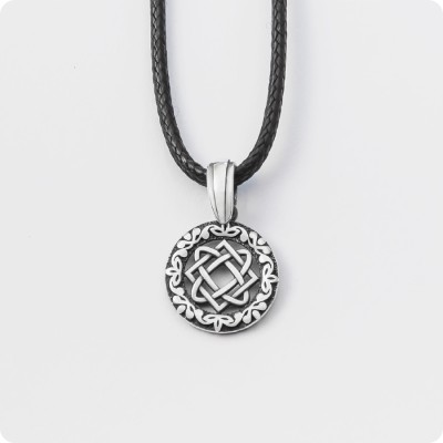 Оберег Звезда Лады-богородицы из серебра в круге (малый)