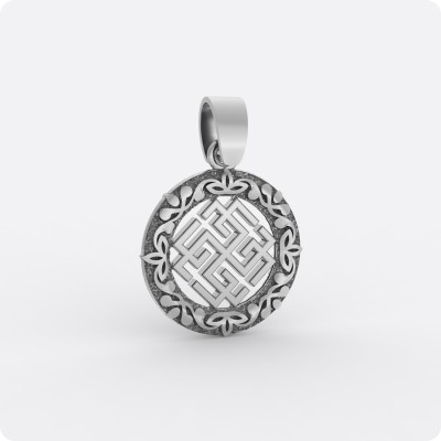 Оберег Сварожич из серебра в круге (малый)