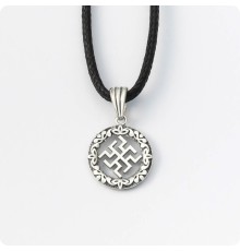 Оберег Зайчик из серебра в круге (малый)