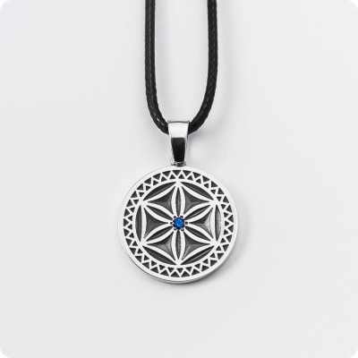 Цветок Жизни (Цветок Афродиты) из серебра с камнем