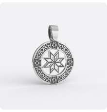 Оберег Алатырь из серебра с узором