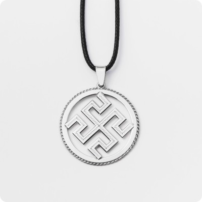 Оберег Родовик из серебра в круге