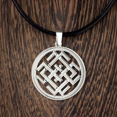 Оберег Символ Белобога из серебра в круге