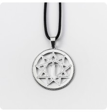 Оберег Меч острием вниз из серебра в круге