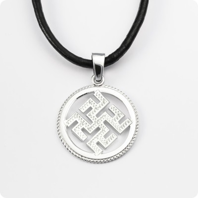 Оберег Одолень трава из серебра в круге