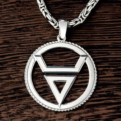 Оберег Символ Велеса (Волоса) из серебра в круге