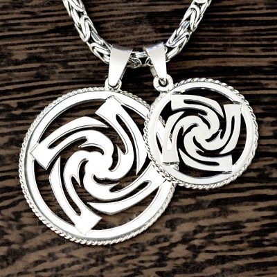 Оберег Знич из серебра в круге