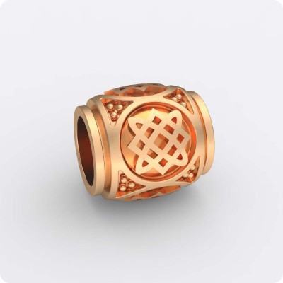 Шарм - бусина с оберегом Звезда Лады-богородицы из золота