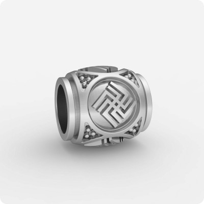 Шарм - бусина с оберегом Небесный вепрь из серебра