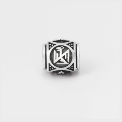 Шарм - бусина с символом Семаргла (Симаргла) из серебра