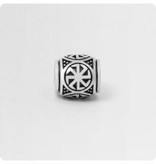 Шарм - бусина с оберегом Коловрат (посолонь) из серебра