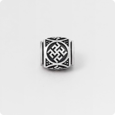 Шарм - бусина с оберегом Одолень трава из серебра