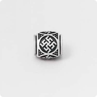 Шарм - бусина с оберегом Цветок Папоротника из серебра